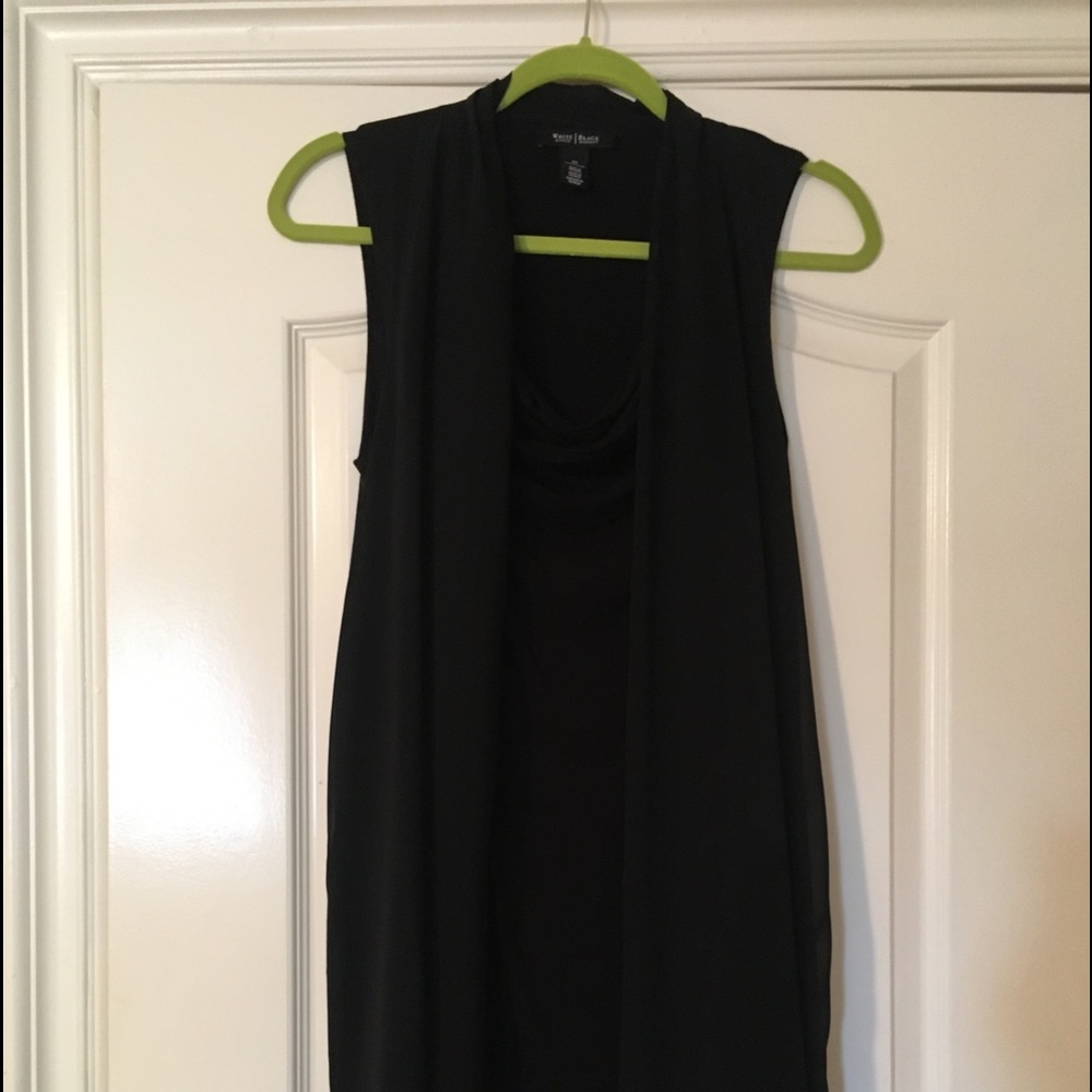 Casual top with attached sheer drape on sides